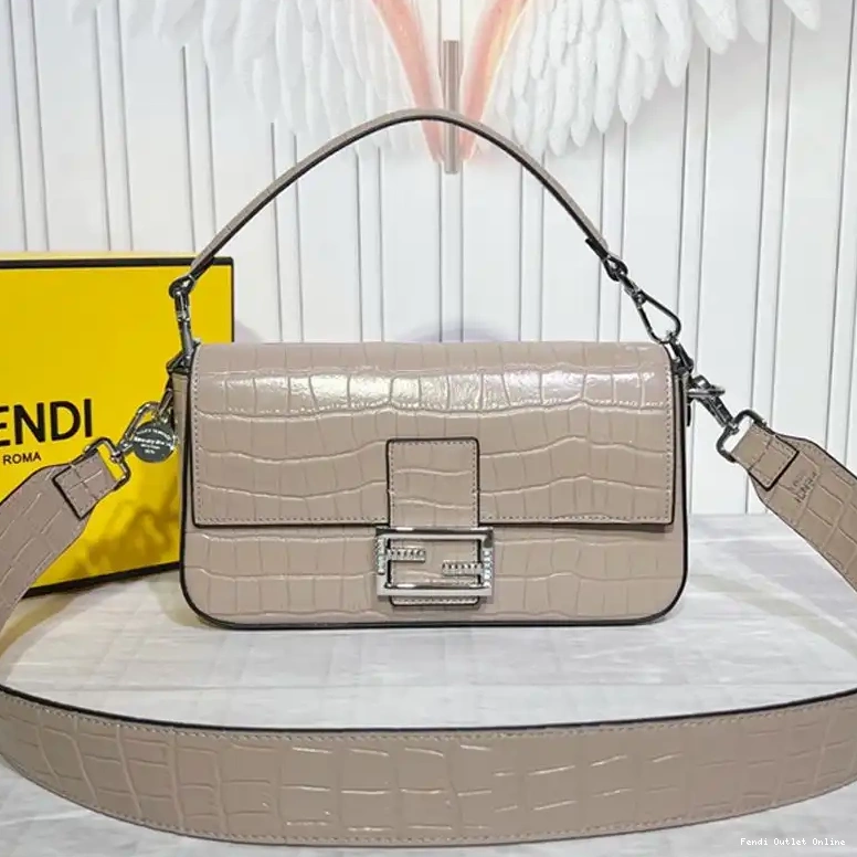 Affordable Baguette Crocodile Fendi Leather Bag Tiffany In Khaki Medium 0512
